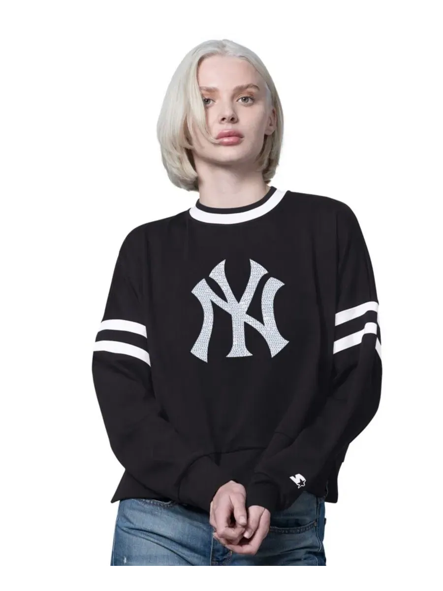 Свитшот с кроп-кроем и спущенным плечом New York Yankees Rally Starter — изображение 1 из 2, черный