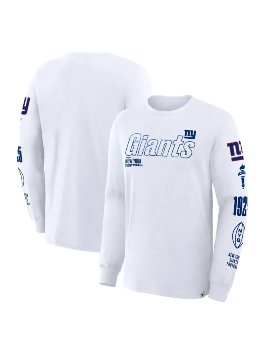 Футболка с длинным рукавом с принтом New York Giants Checkdown Pass Fanatics — изображение 1 из 3, белый