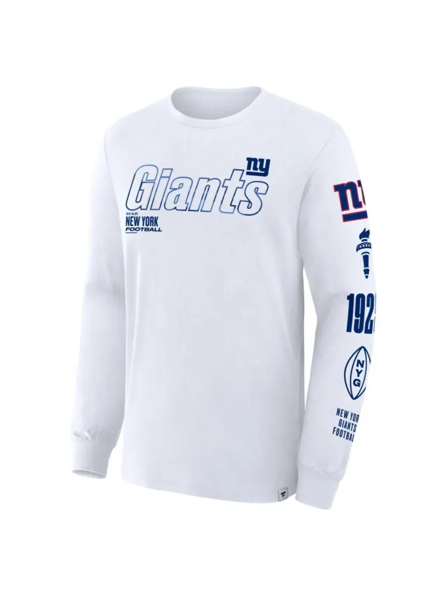 Футболка с длинным рукавом с принтом New York Giants Checkdown Pass Fanatics — изображение 2 из 3, белый