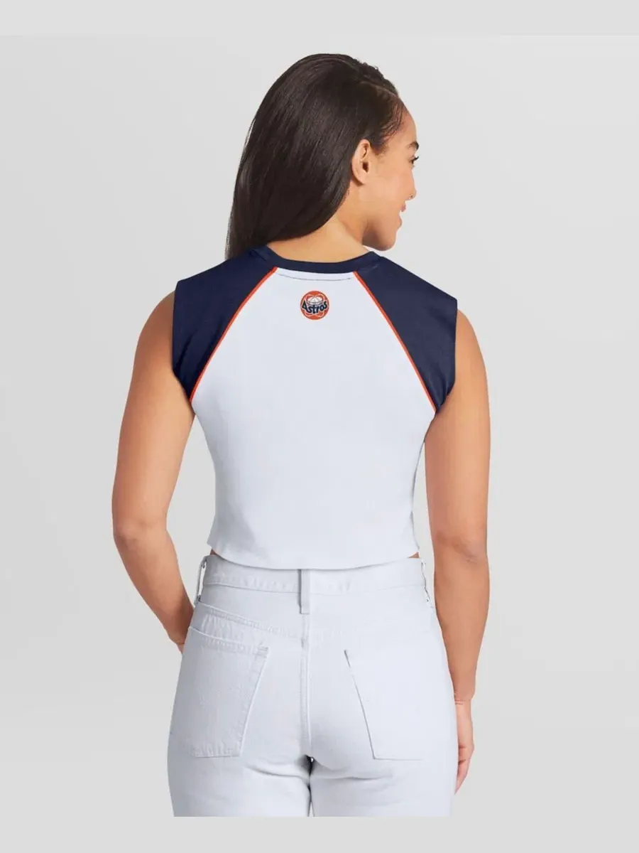 Женский топ-майка без рукавов с реглан-рукавами Houston Astros Cooperstown Cropped Raglan Tank Top — изображение 2 из 2
