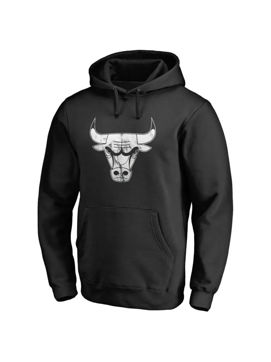 Fanatics Мужская черная толстовка с капюшоном и мраморным логотипом Chicago Bulls — изображение 1 из 2, черный