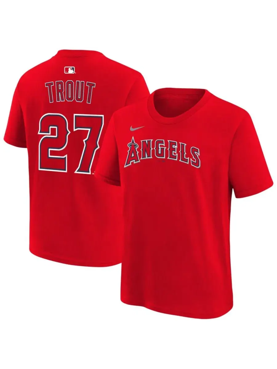 Футболка с принтом Mike Trout Red Los Angeles Angels Nike — изображение 1 из 3, красный