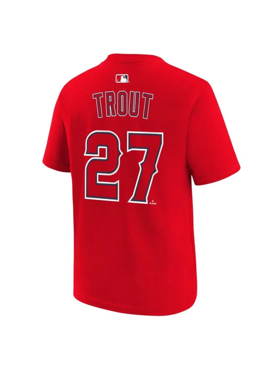 Футболка с принтом Mike Trout Red Los Angeles Angels Nike — изображение 3 из 3, красный