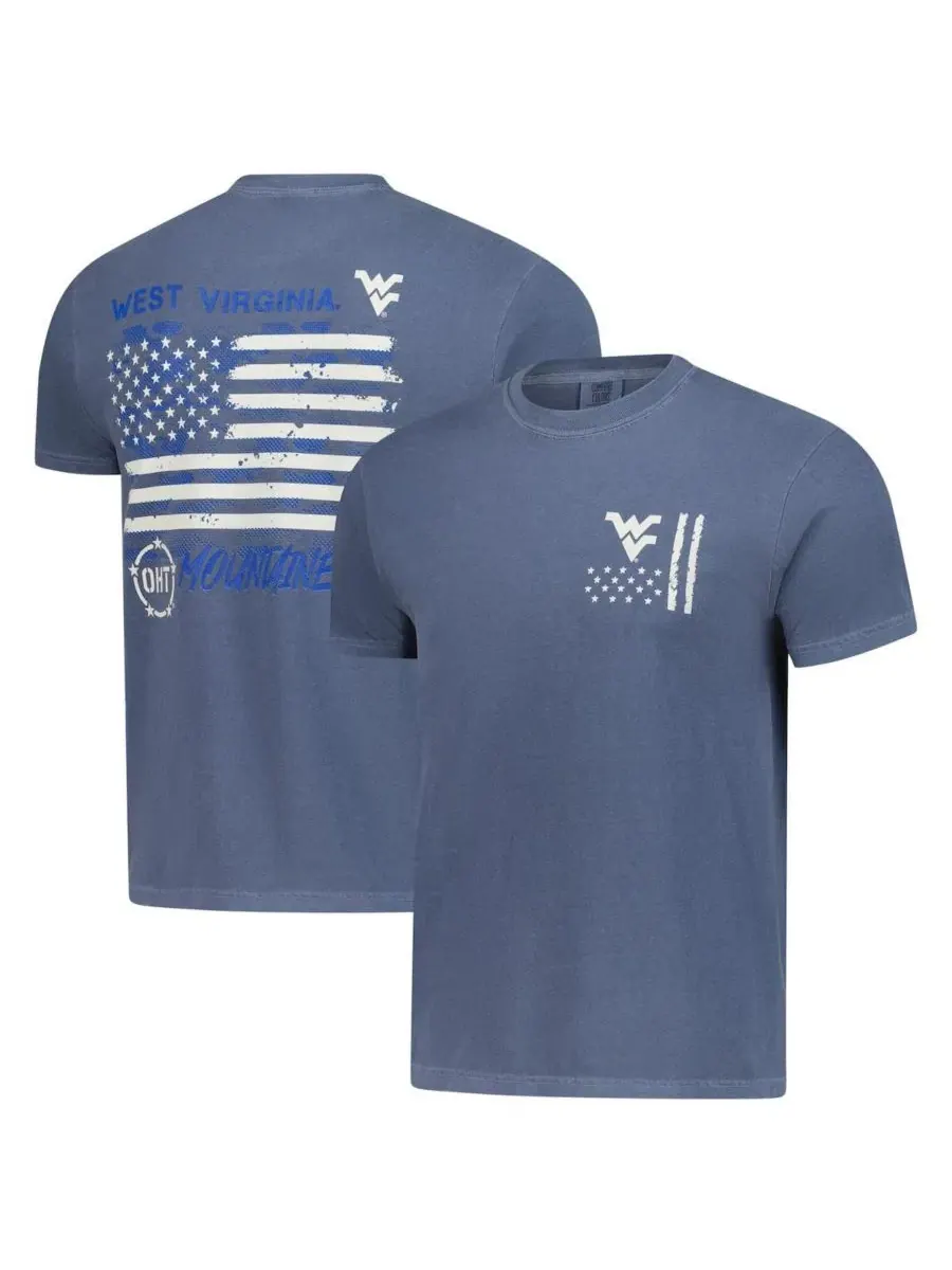 Футболка с длинным рукавом с принтом West Virginia Mountaineers OHT Camo Overlay Image One — синий