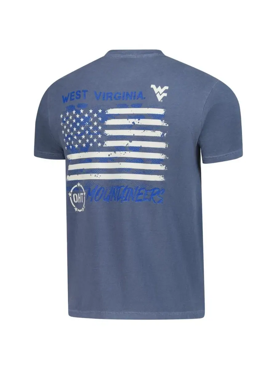 Футболка с длинным рукавом с принтом West Virginia Mountaineers OHT Camo Overlay Image One — изображение 2 из 3, темно-синий