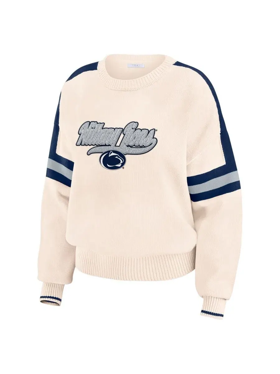 Женский свитшот Penn State Nittany Lions Chenille Woven Patch Stripe Pullover WEAR by Erin Andrews — изображение 2 из 4