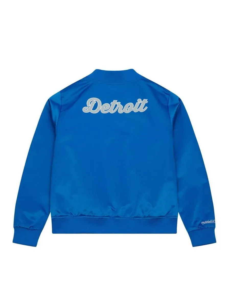 Mitchell & Ness Женская синяя атласная куртка Detroit Lions на кнопках — изображение 2 из 3, синий