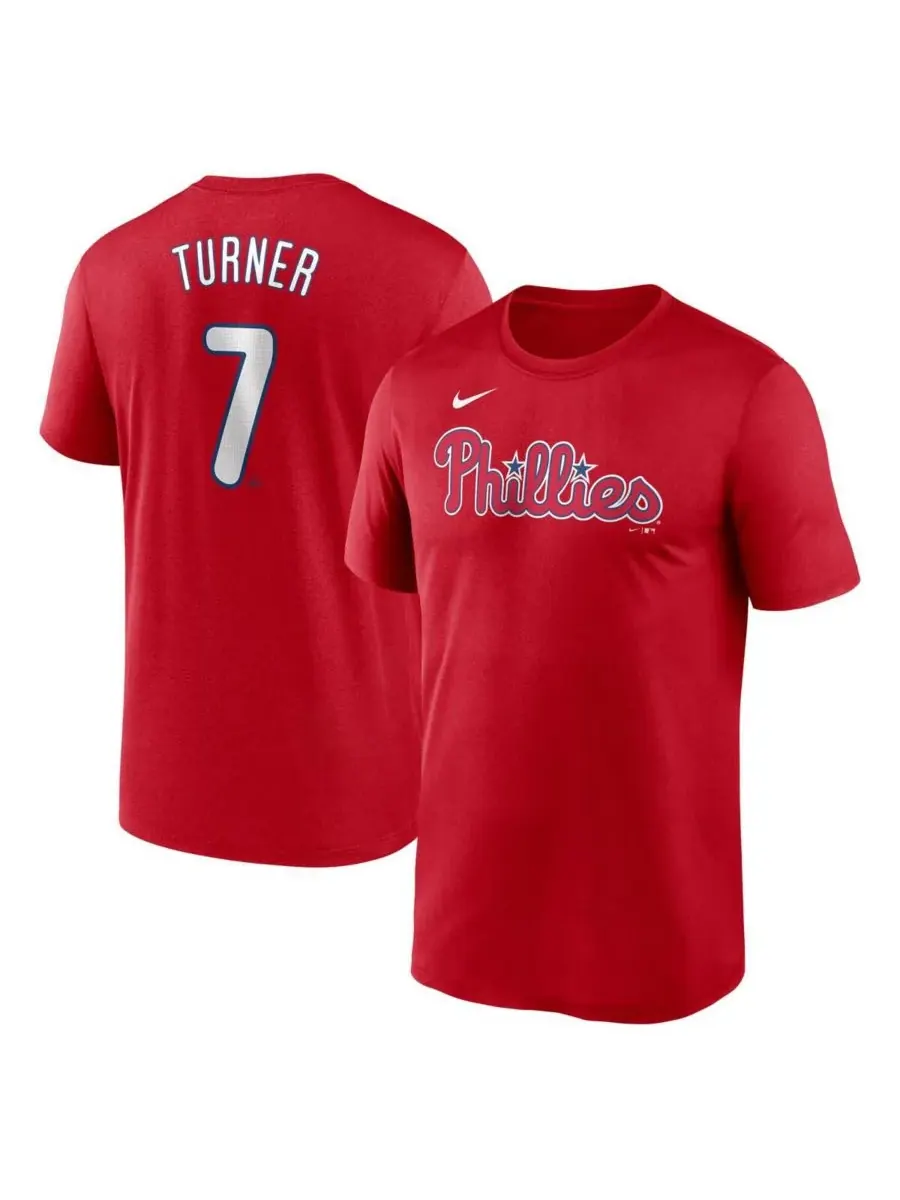Nike Мужская красная футболка с именем и номером легенды команды Philadelphia Phillies Треа Тернера — изображение 1 из 3
