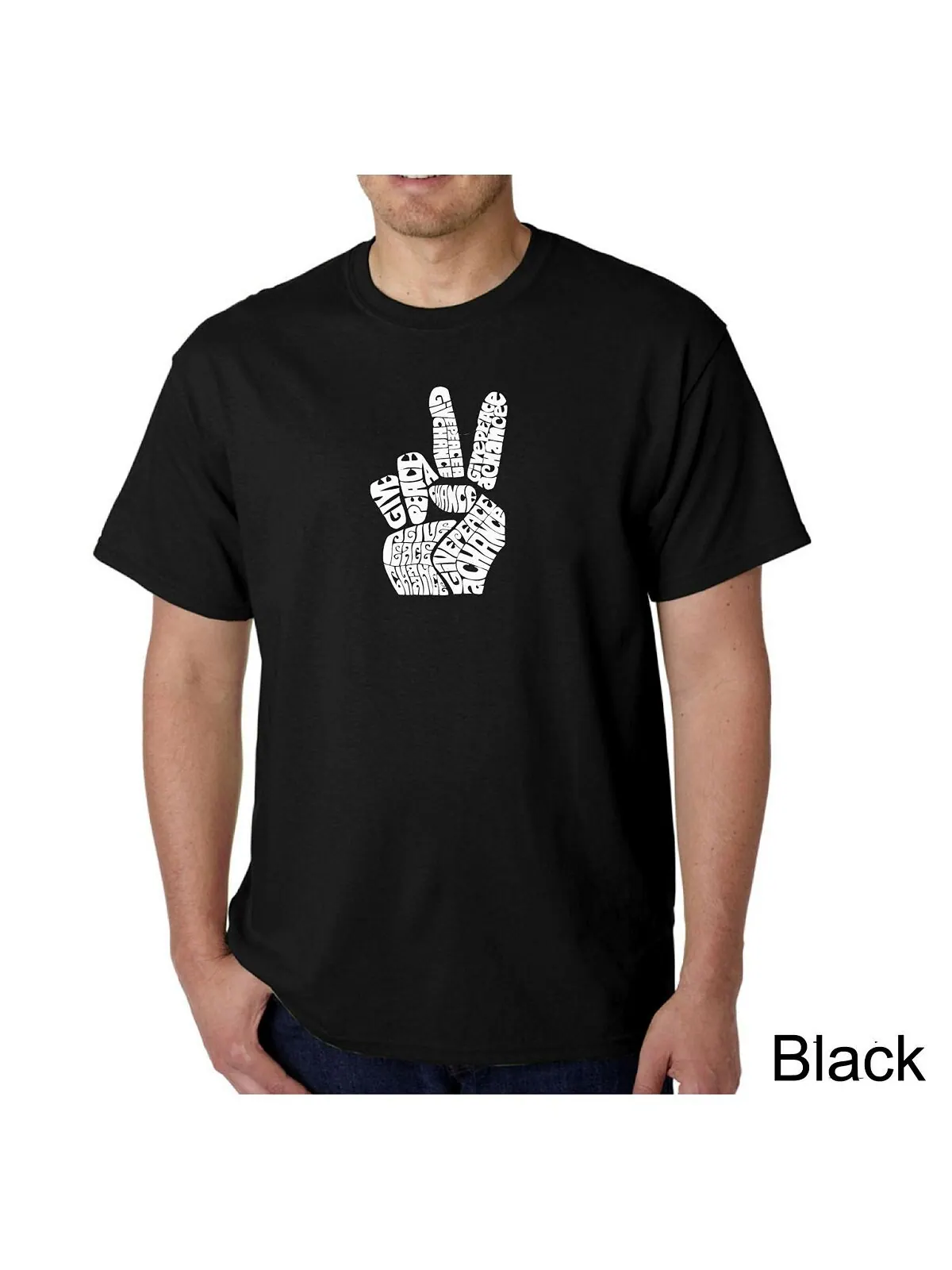 Мужская футболка word art - peace fingers LA Pop Art — изображение 1 из 3, черный