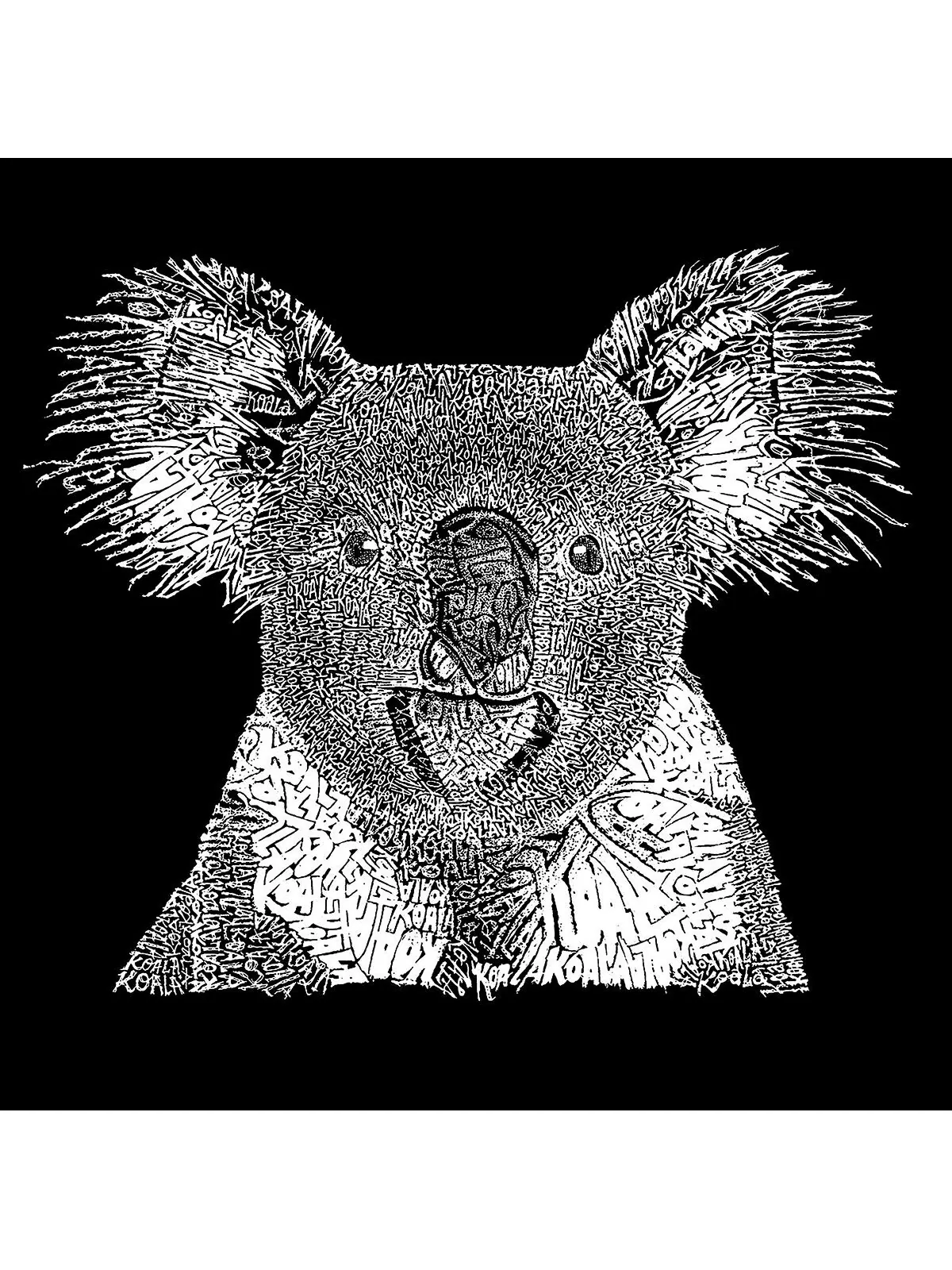 Мужская толстовка с капюшоном koala word art LA Pop Art — изображение 2 из 2, серый