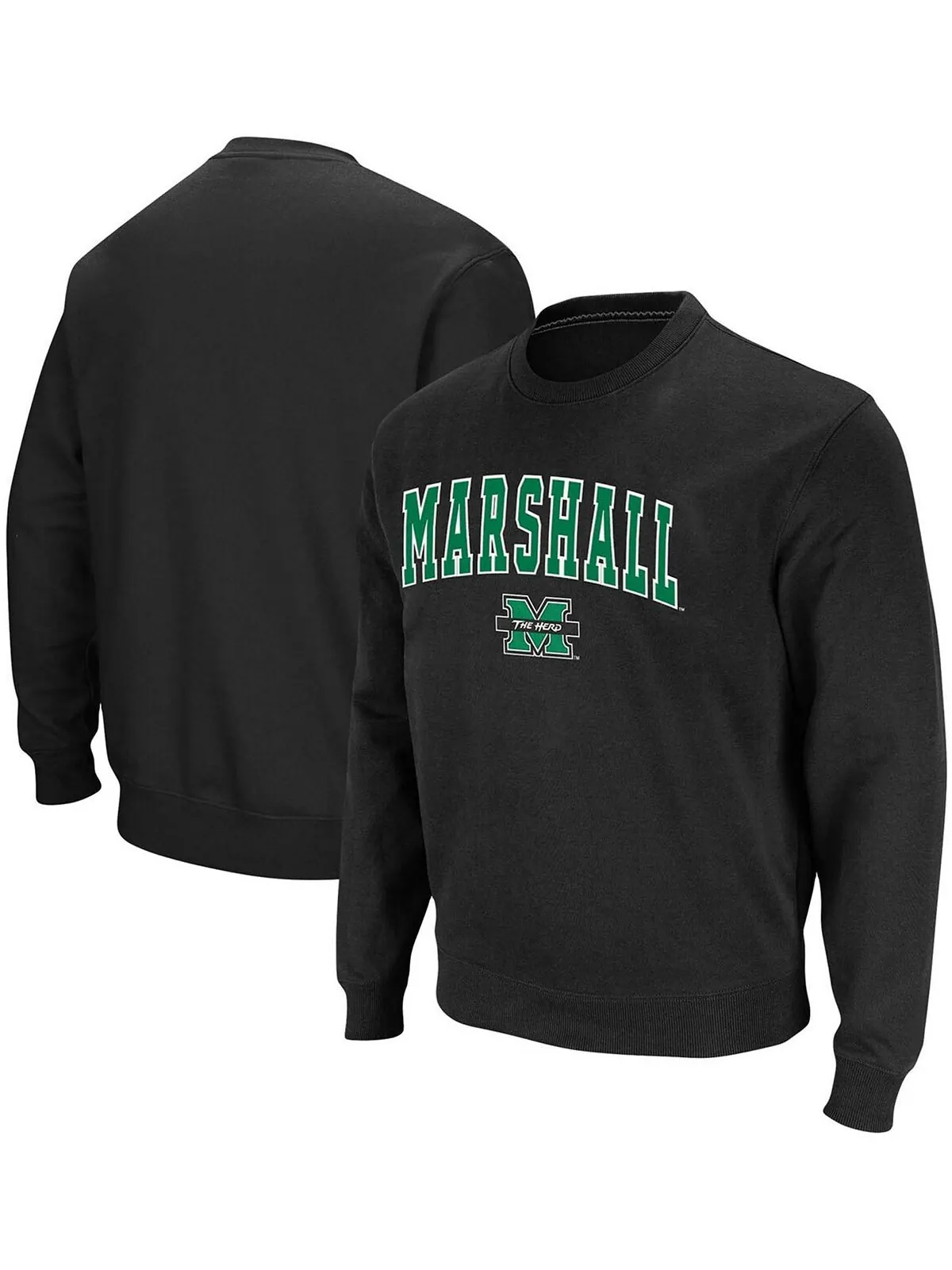 Мужской черный пуловер marshall thundering herd arch logo tackle twill pullover sweatshirt Colosseum — изображение 1 из 3