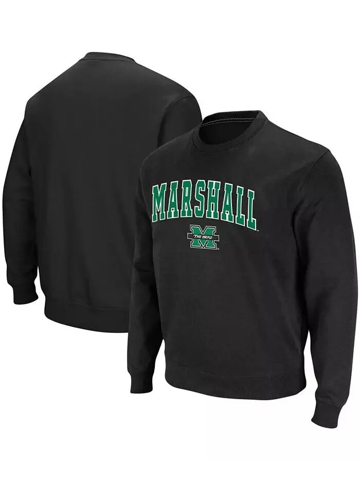 Мужской черный твиловый пуловер Marshall Thundering Herd Arch с логотипом Tackle Colosseum