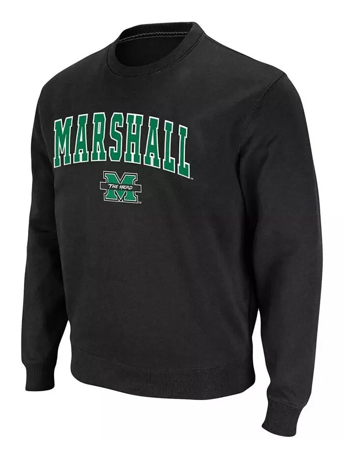 Мужской черный твиловый пуловер Marshall Thundering Herd Arch с логотипом Tackle Colosseum — изображение 3 из 3