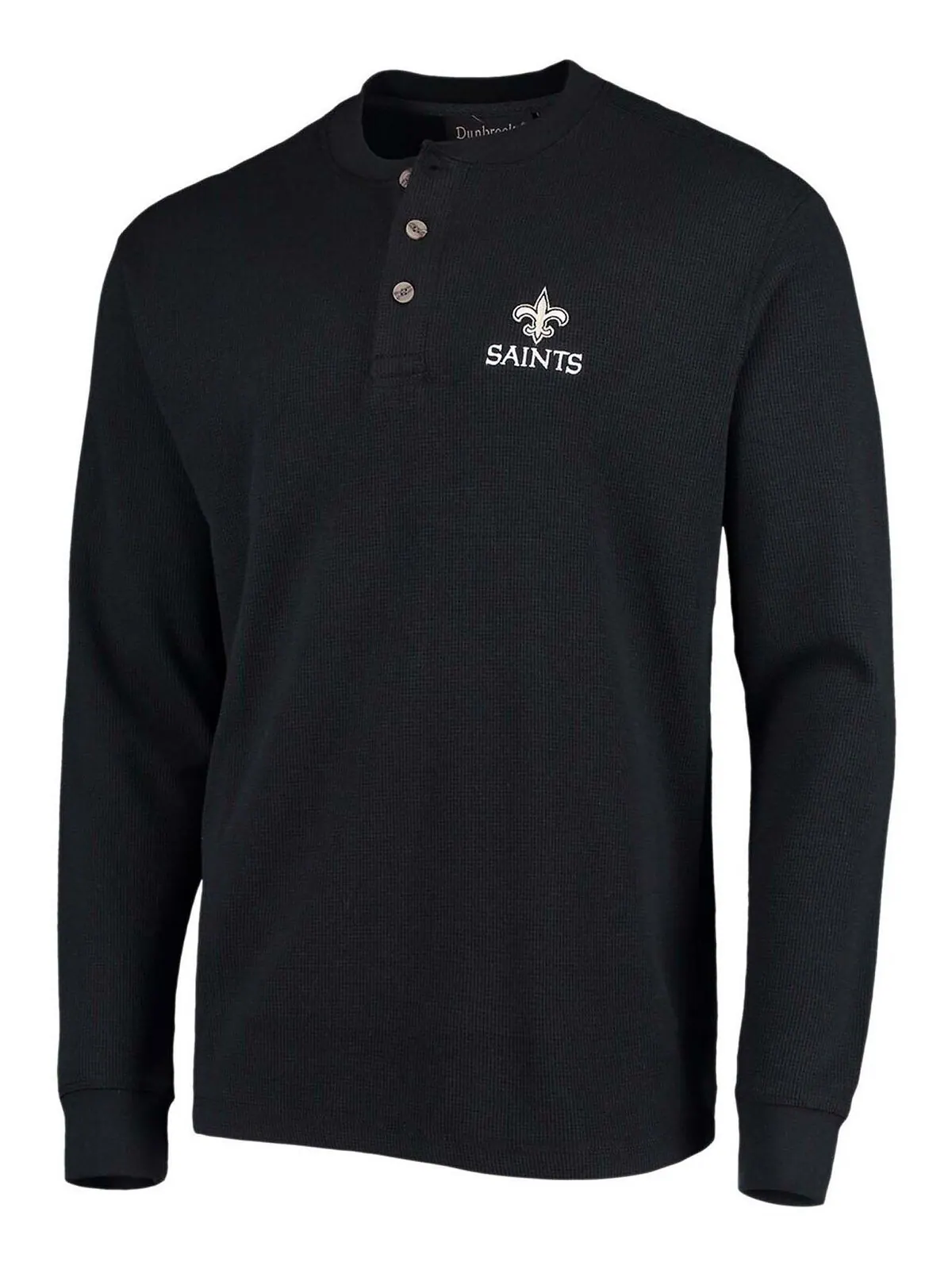 Мужская черная футболка new orleans saints maverick thermal henley с длинным рукавом Dunbrooke — изображение 4 из 4, черный
