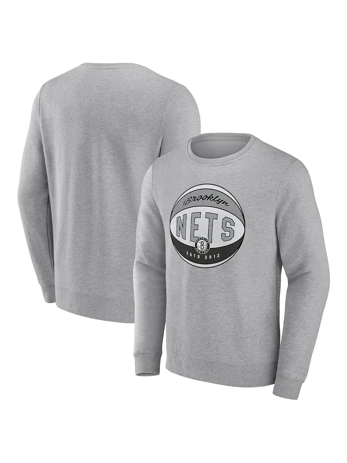 Мужская фирменная меланжевая серая толстовка brooklyn nets true classics vint pullover sweatshirt — изображение 1 из 3, серый