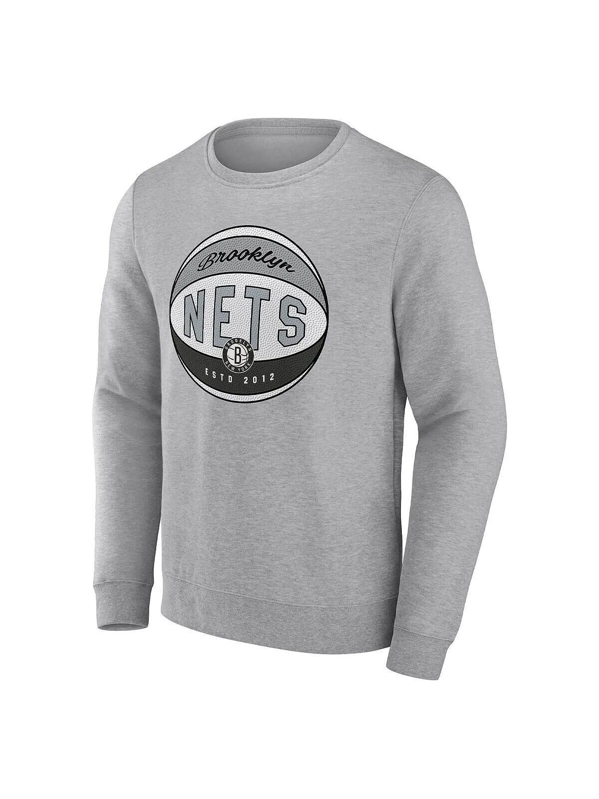 Мужская фирменная меланжевая серая толстовка brooklyn nets true classics vint pullover sweatshirt — изображение 3 из 3, серый
