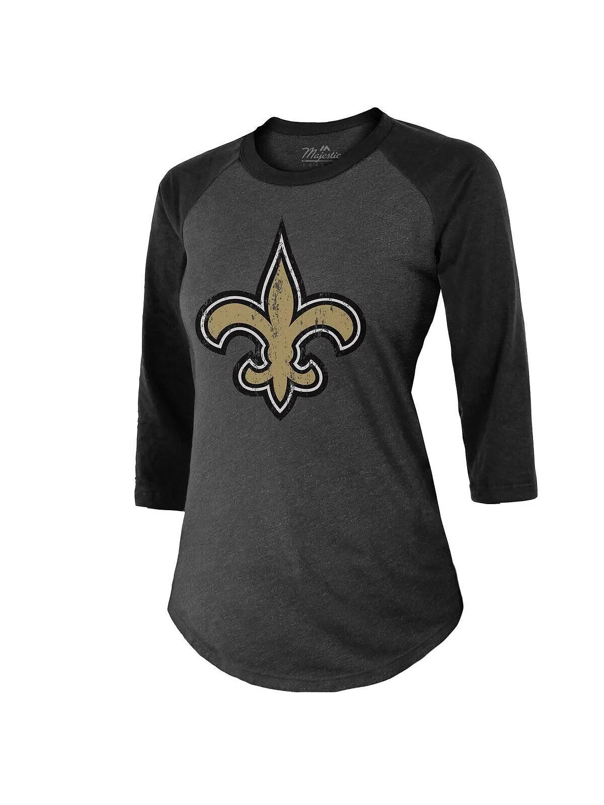 Женская футболка с принтом Tyrann Mathieu New Orleans Saints, имя и номер, рукав 3/4, реглан — изображение 2 из 3, черный
