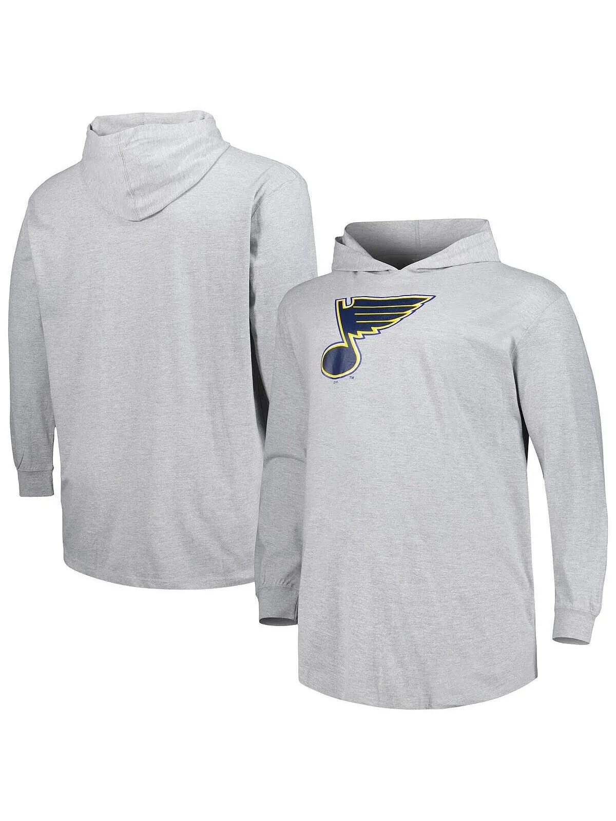 Мужской пуловер с капюшоном Heather Grey St. Louis Blues Big and Tall Profile — серый