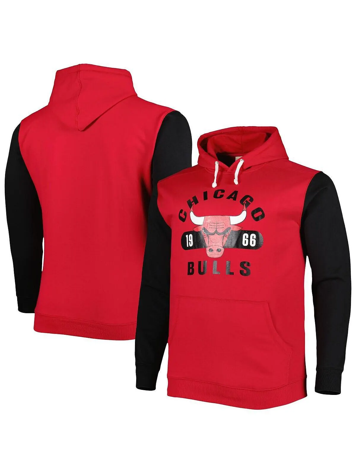 Мужская красно-черная фирменная толстовка с капюшоном Chicago Bulls Big and Tall Bold Attack — изображение 1 из 3