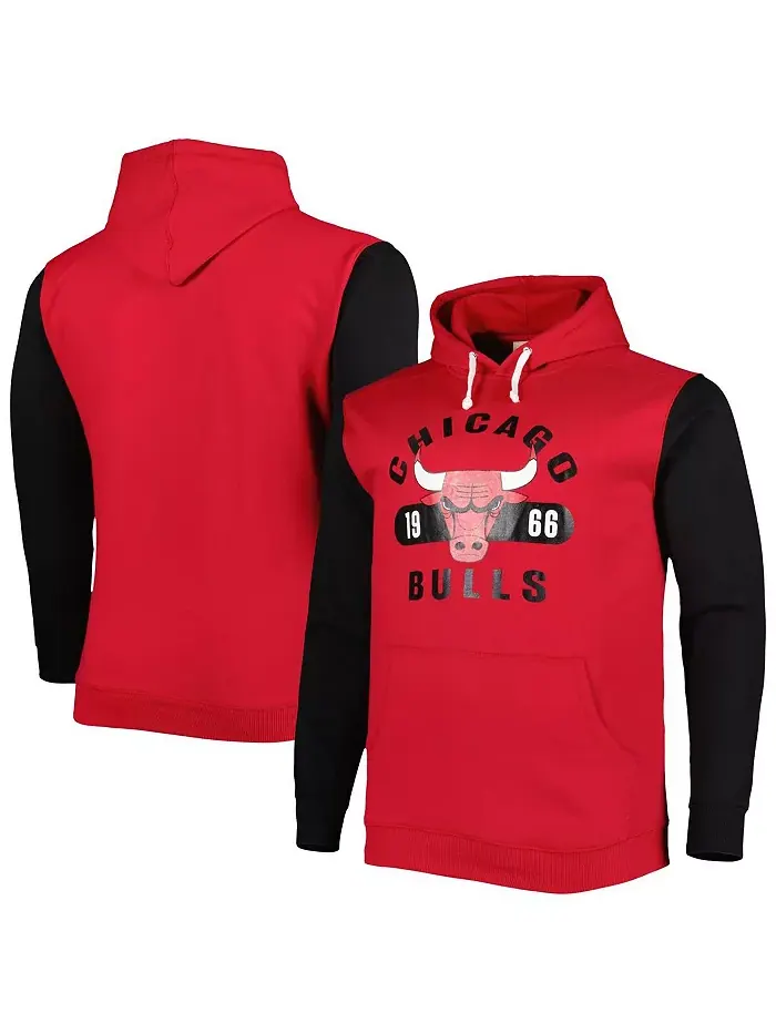 Мужская красная и черная толстовка с капюшоном Chicago Bulls Big and Tall Bold Attack Fanatics — изображение 1 из 3