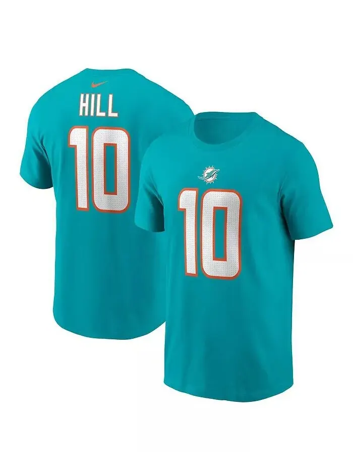 Мужская футболка Tyreek Hill Aqua Miami Dolphins с именем и номером игрока Nike — изображение 1 из 3