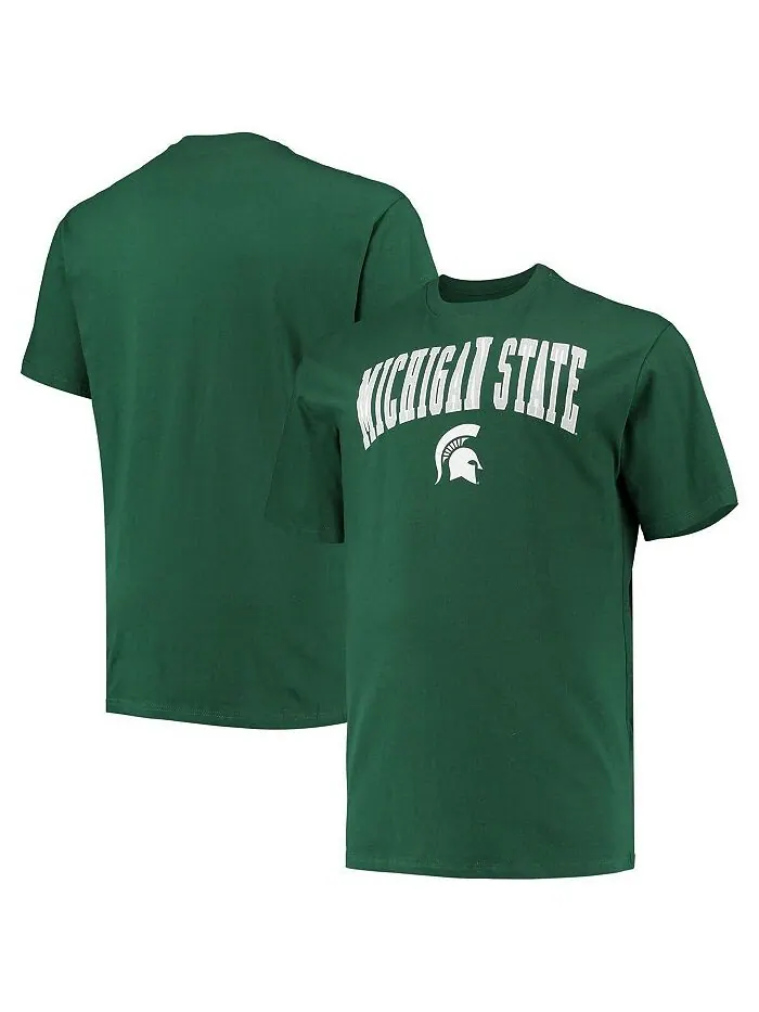 Мужская зеленая футболка Michigan State Spartans Big and Tall Arch Over Wordmark Champion — изображение 1 из 2, зеленый