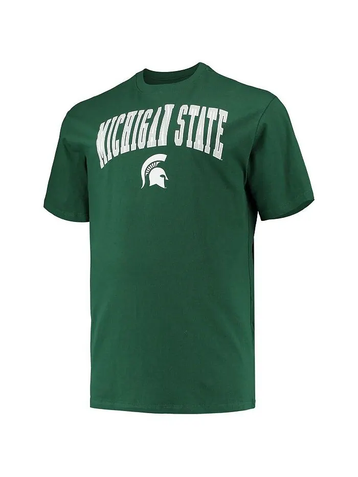 Мужская зеленая футболка Michigan State Spartans Big and Tall Arch Over Wordmark Champion — изображение 2 из 2, зеленый