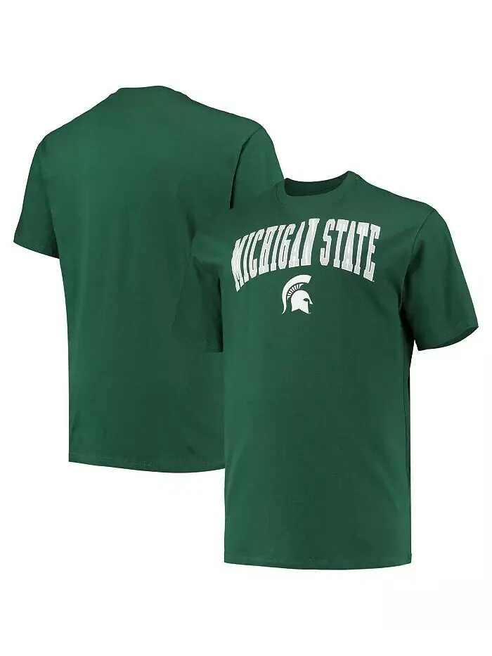 Мужская зеленая футболка Michigan State Spartans Big and Tall Arch Over Wordmark Champion — изображение 1 из 2