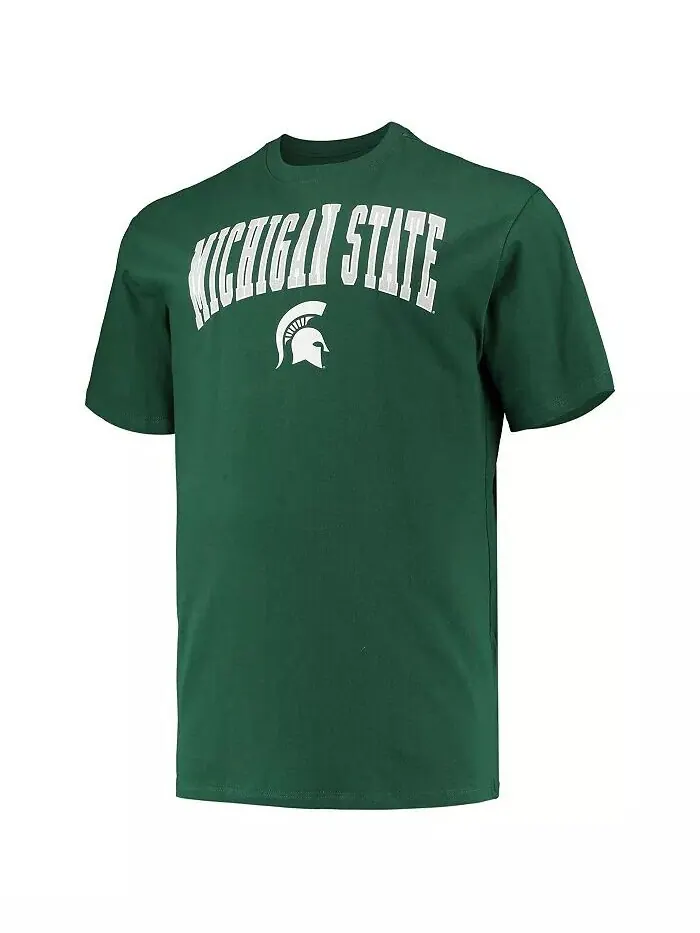 Мужская зеленая футболка Michigan State Spartans Big and Tall Arch Over Wordmark Champion — изображение 2 из 2