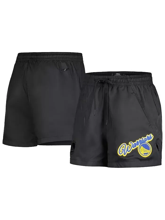 Черные женские тканые шорты Golden State Warriors с надписью Pro Standard
