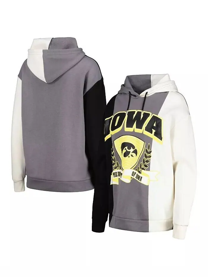 Женский черный пуловер с капюшоном с цветными блоками Iowa Hawkeyes Hall of Fame Gameday Couture — изображение 1 из 3