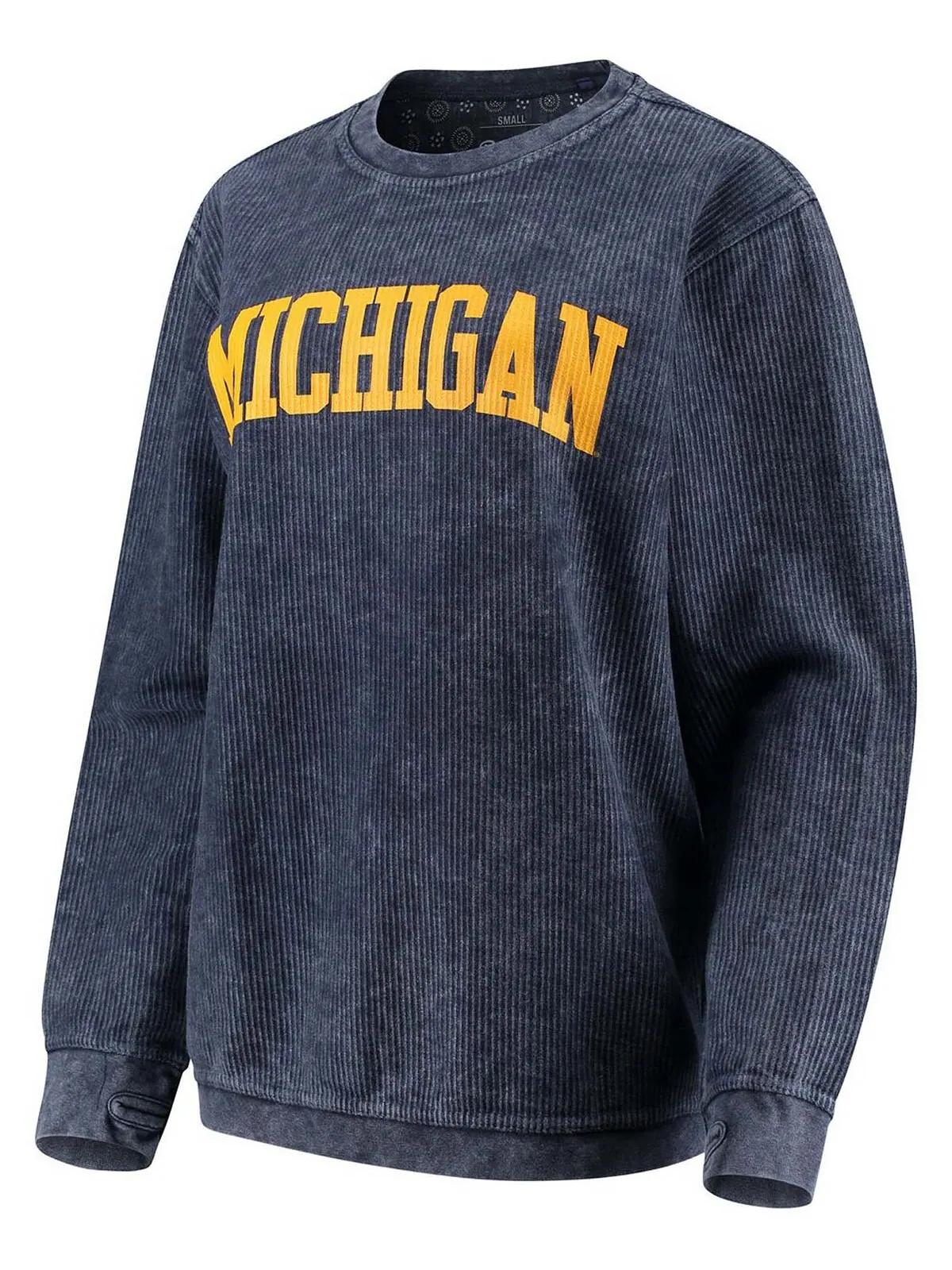 Женский темно-синий пуловер с вышивкой Michigan Wolverines Comfy Cord в винтажном стиле, базовый — изображение 3 из 4