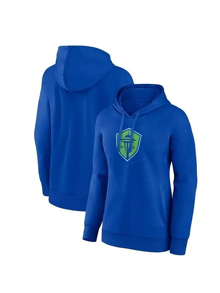 Женский синий пуловер с капюшоном с логотипом Seattle Sounders FC Primary Fanatics — изображение 1 из 3