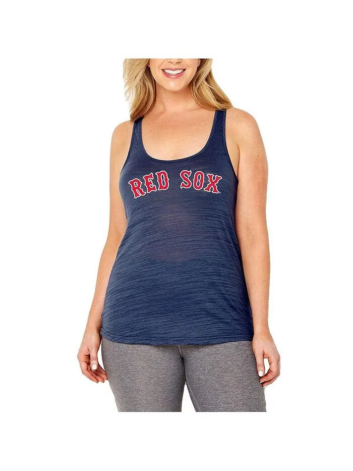 Женская темно-синяя майка Boston Red Sox больших размеров с открытой спиной-борцовкой Soft As A — изображение 1 из 2