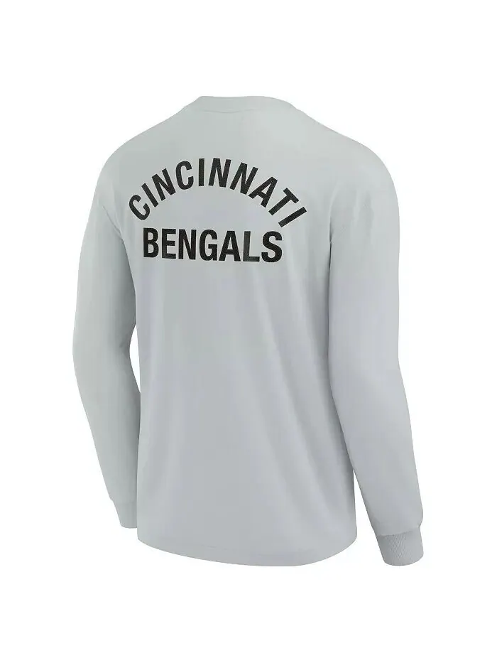 Мужская и женская серая футболка Cincinnati Bengals с длинным рукавом, супермягкая Fanatics — изображение 2 из 3