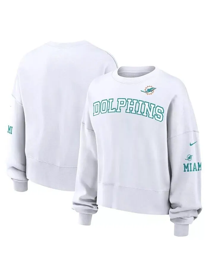 Женская белая укороченная толстовка Miami Dolphins с длинным рукавом Nike — изображение 1 из 3