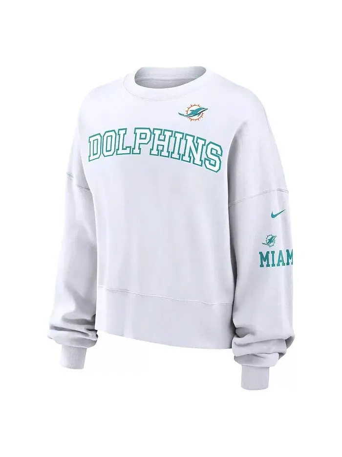 Женская белая укороченная толстовка Miami Dolphins с длинным рукавом Nike — изображение 3 из 3