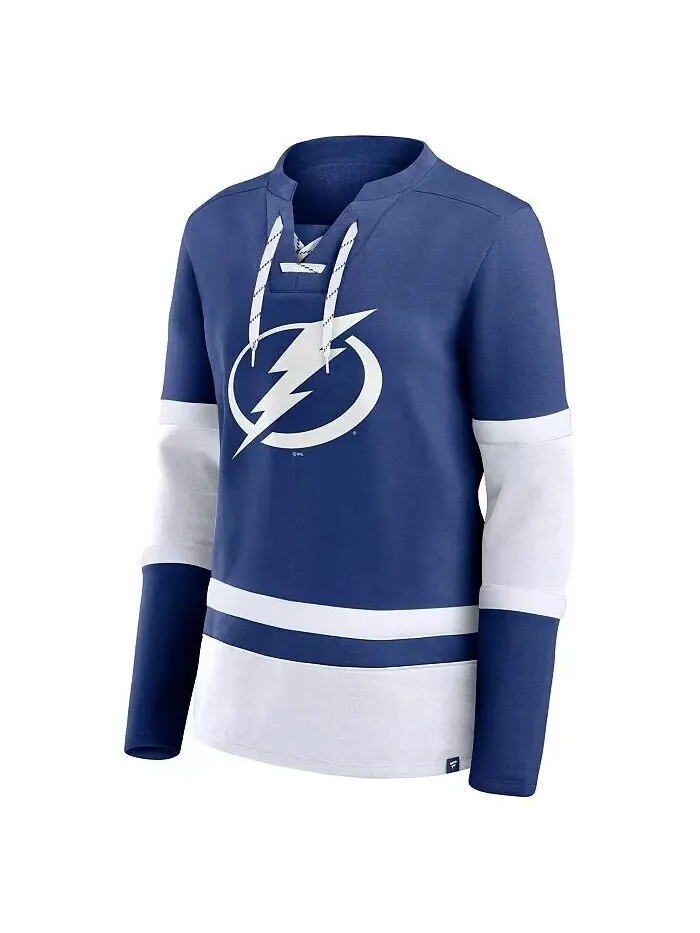 Женская синяя футболка Tampa Bay Lightning Prime Time Lace-Up с длинным рукавом Fanatics — изображение 2 из 3