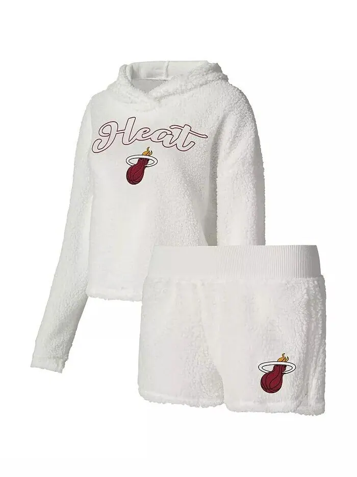 Женская кремовая майка-толстовка с длинным рукавом Miami Heat Fluffy Sleep Set College Concepts — изображение 1 из 3