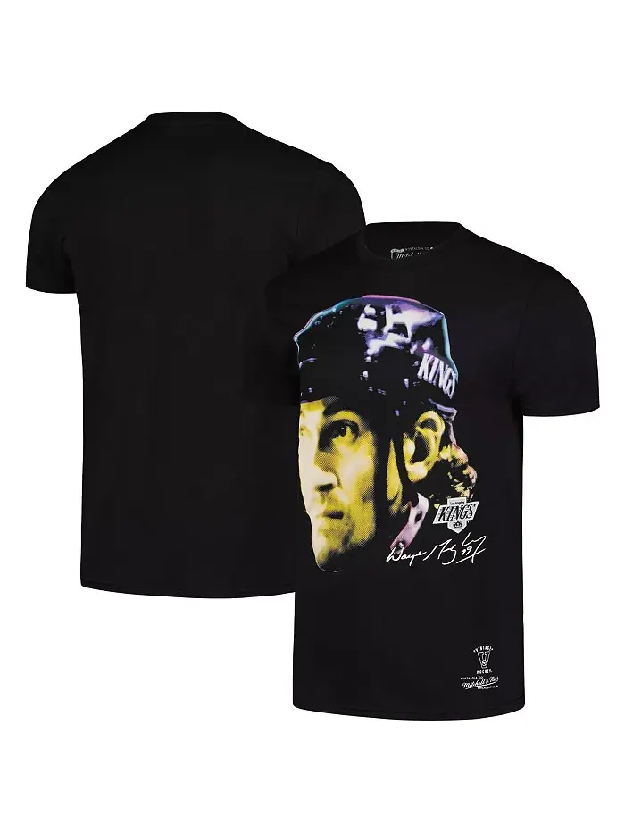 Мужская футболка Wayne Gretzky Big Face черная Los Angeles Kings Mitchell & Ness — изображение 1 из 3