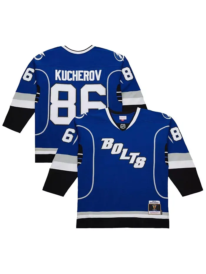 Мужская футболка Tampa Bay Lightning Nikita Kucherov синего цвета, сезон 2013-14, Power Play — изображение 1 из 5
