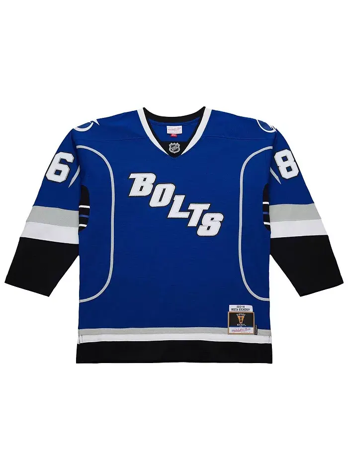 Мужская футболка Tampa Bay Lightning Nikita Kucherov синего цвета, сезон 2013-14, Power Play — изображение 3 из 5
