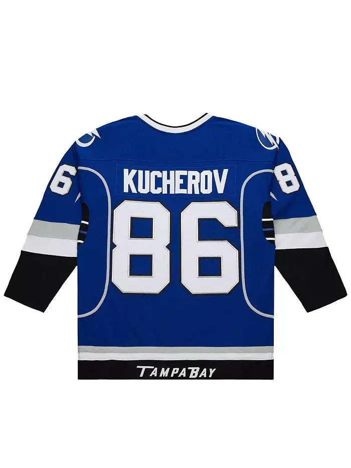 Мужская футболка Tampa Bay Lightning Nikita Kucherov синего цвета, сезон 2013-14, Power Play — изображение 4 из 5