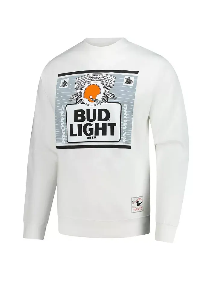 X Bud Мужская легкая белая толстовка The Crest Cleveland Browns Mitchell & Ness — изображение 2 из 3
