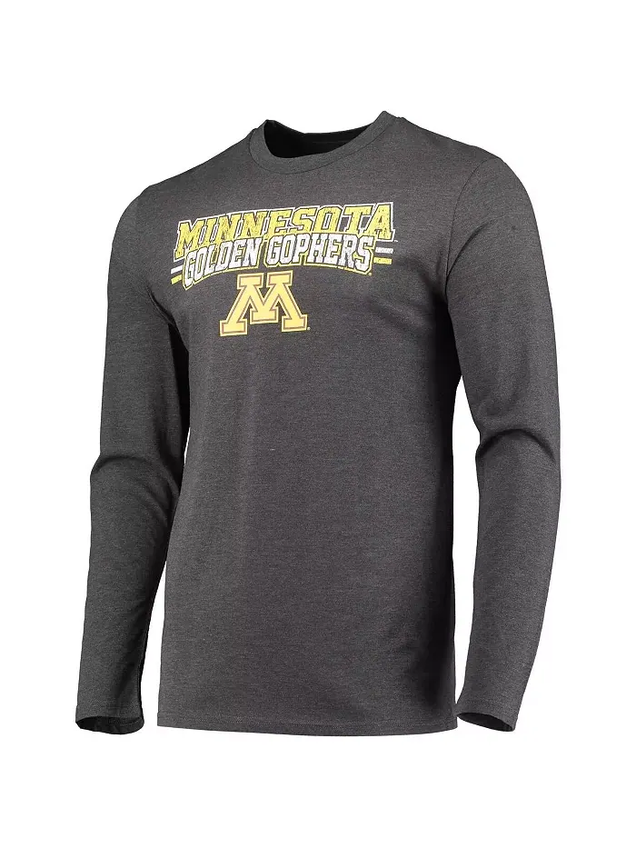 Мужской бордовый и серый в рубчик комплект для сна Minnesota Golden Gophers с длинными рукавами и — изображение 2 из 2