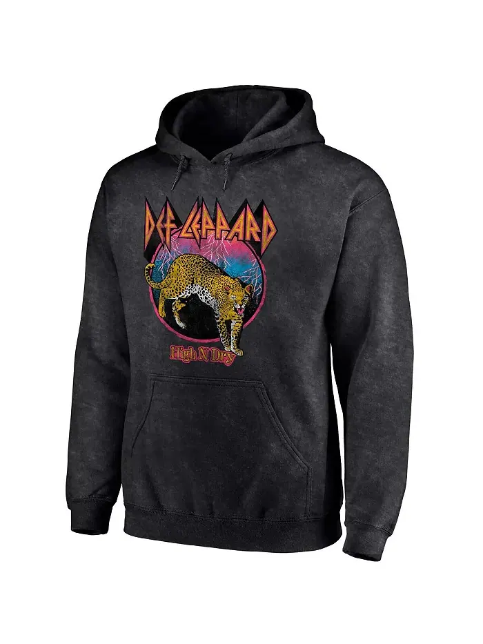 Мужская черная толстовка Def Leppard High N' Dry с эффектом поношенности Philcos — изображение 2 из 3