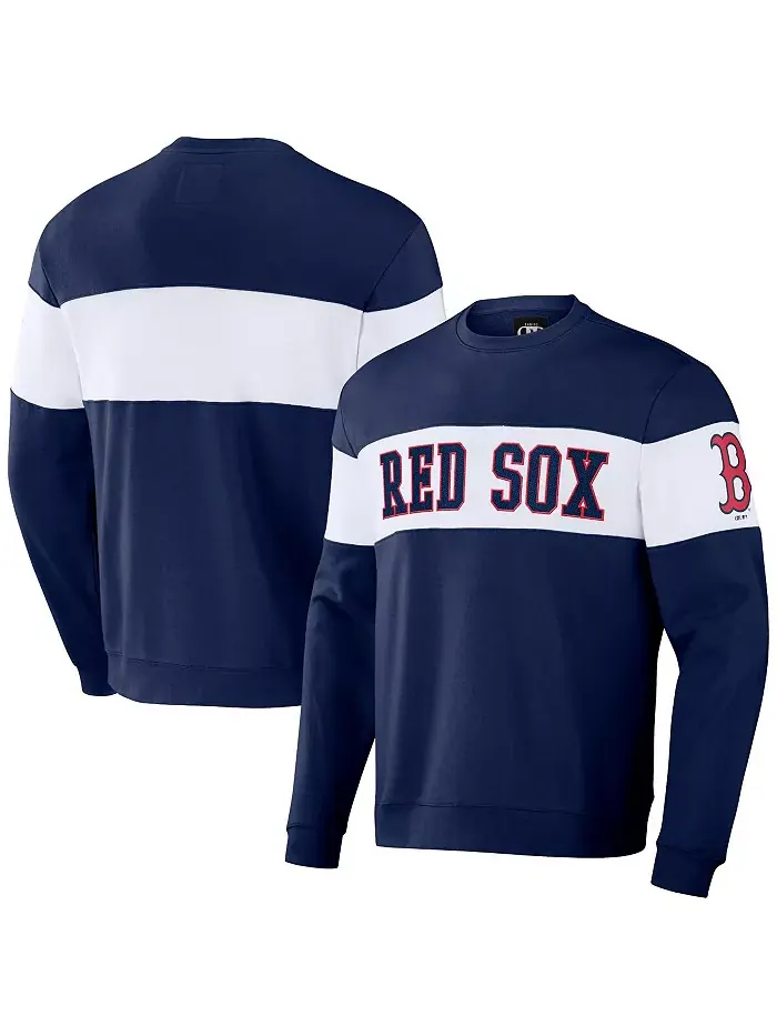 Толстовка Men's Darius Rucker Collection by Navy Boston Red Sox Stripe Pullover Sweatshirt Fanatics — изображение 1 из 3