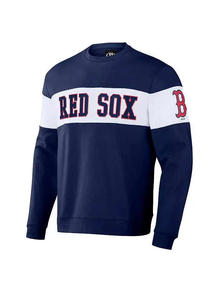 Толстовка Men's Darius Rucker Collection by Navy Boston Red Sox Stripe Pullover Sweatshirt Fanatics — изображение 2 из 3