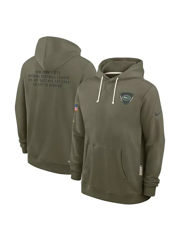 Мужская оливковая толстовка New York Jets 2025 Salute to Service Sideline Standard Issue Dri-FIT — изображение 1 из 3