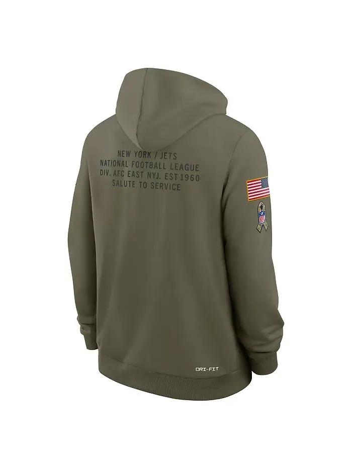 Мужская оливковая толстовка New York Jets 2025 Salute to Service Sideline Standard Issue Dri-FIT — изображение 3 из 3
